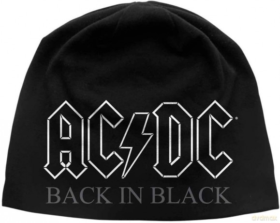 AC/DC: Beanie Hat: Back in Black (Discharge Print)
