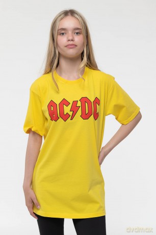 AC/DC: Kids T-Shirt: Logo (Yellow) (13-14 Years)