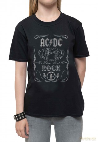 AC/DC: Kids T-Shirt: Vintage Cannon Swig (Black) (3-4 Years)