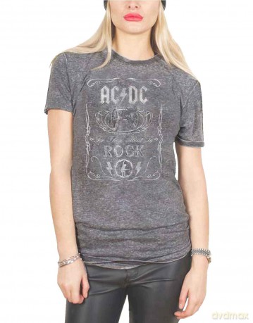 AC/DC: Ladies Burnout T-Shirt: Cannon Swig (Charcoal Grey) (XX-Large)