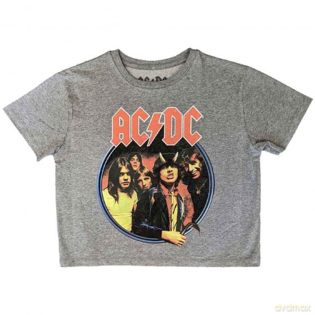 AC/DC: Ladies Crop Top: Highway To Hell Circle (Grey) (Large)