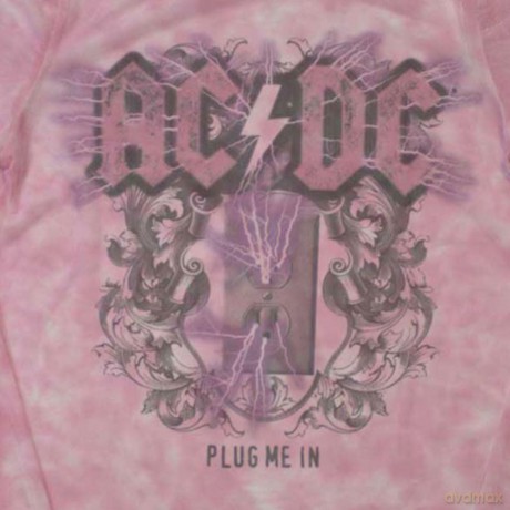 AC/DC: Ladies Crop Top: Plug Me In (Pink) (Mesh) (X-Large)
