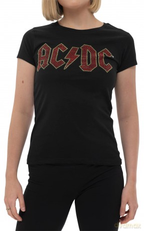 AC/DC: Ladies T-Shirt: Full Colour Logo (Black) (Embellished) (XX-Large)