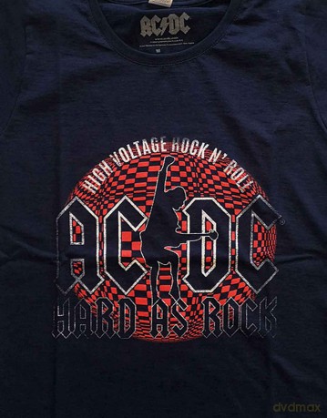 AC/DC: Ladies T-Shirt: Hard As Rock (Navy Blue) (X-Small)