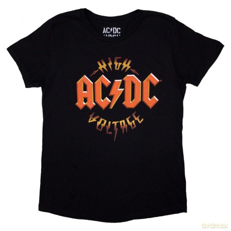 AC/DC: Ladies T-Shirt: High Voltage RnR (Black) (Back Print) (Large)