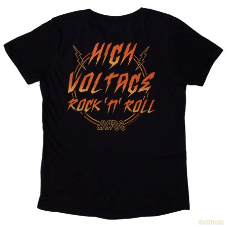 AC/DC: Ladies T-Shirt: High Voltage RnR (Black) (Back Print) (Medium)
