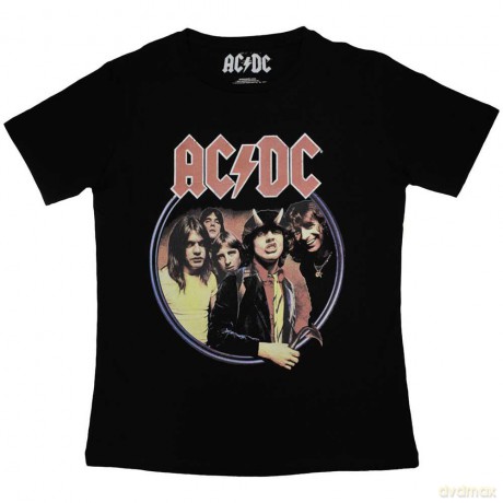 AC/DC: Ladies T-Shirt: Highway To Hell Circle (Black) (Small)