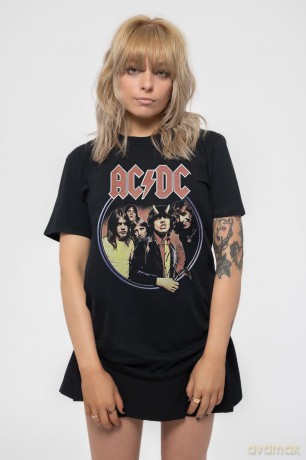 AC/DC: Ladies T-Shirt: Highway To Hell Circle (Black) (Small)