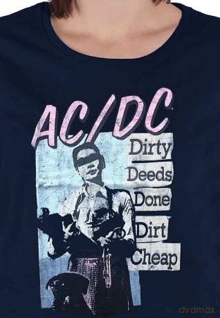 AC/DC: Ladies T-Shirt: Vintage DDDDC (Navy Blue) (Small)