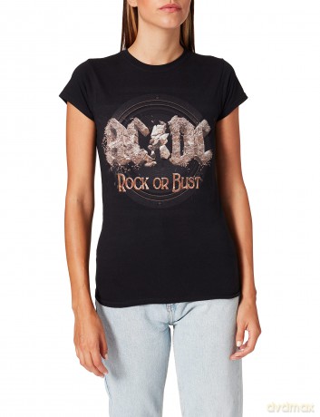 AC/DC: Ladies Tee: Rock or Bust (Large)