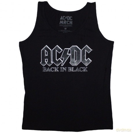 AC/DC: Ladies Vest T-Shirt: Back In Black (Black) (XX-Large)