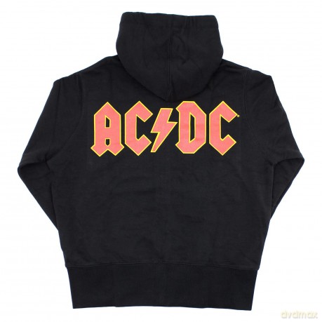 AC/DC: Ladies Zipped Hoodie: Logo (Black) (Back Print) (Medium)