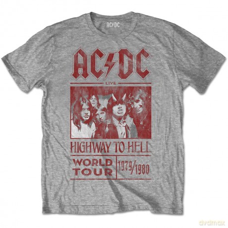 AC/DC: Men's Tee: Highway to Hell World Tour 1979/1980 with Back Printing (Large)