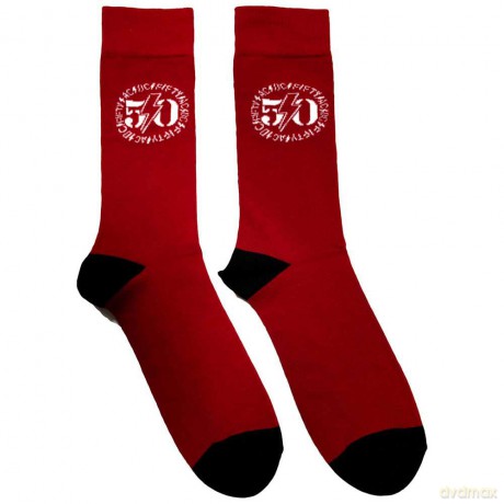 AC/DC: Unisex Ankle Socks: 50th Logo (Red) (UK Size 6 - 11)