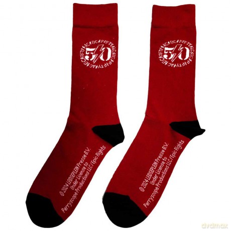 AC/DC: Unisex Ankle Socks: 50th Logo (Red) (UK Size 6 - 11)