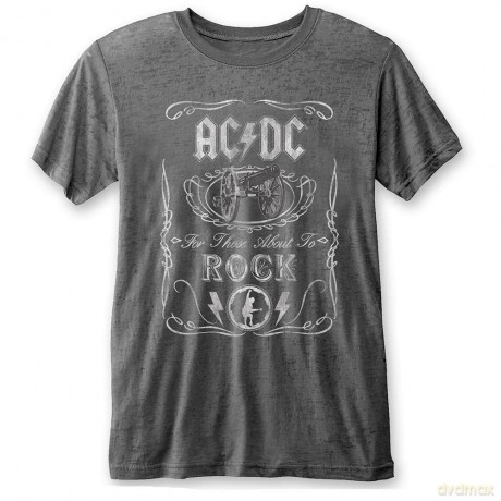 AC/DC: Unisex Burnout T-Shirt: Cannon Swig (Charcoal Grey) (Small)