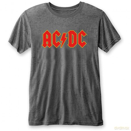 AC/DC: Unisex Burnout T-Shirt: Logo (Charcoal Grey) (Small)