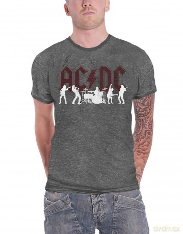 AC/DC: Unisex Burnout T-Shirt: Silhouettes (Charcoal Grey) (Large)