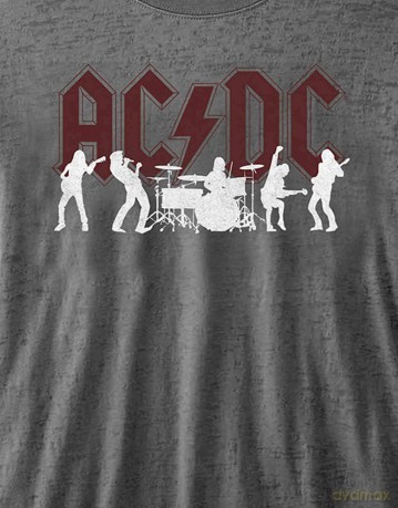 AC/DC: Unisex Burnout T-Shirt: Silhouettes (Charcoal Grey) (Large)
