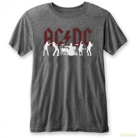 AC/DC: Unisex Burnout T-Shirt: Silhouettes (Charcoal Grey) (Small)
