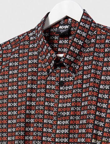 AC/DC: Unisex Casual Shirt: Logo (Black) (All Over Print) (Medium)