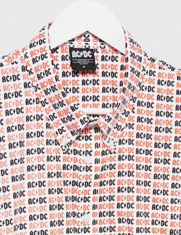 AC/DC: Unisex Casual Shirt: Logo (White) (All Over Print) (X-Large)