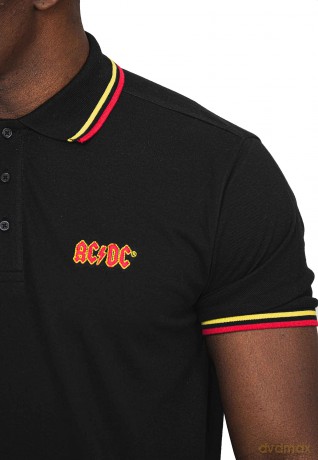 AC/DC: Unisex Polo Shirt: Classic Logo (Black) (Small)