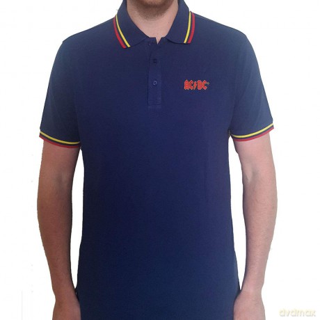 AC/DC: Unisex Polo Shirt: Classic Logo (Navy Blue) (Large)