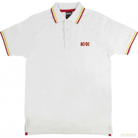 AC/DC: Unisex Polo Shirt: Classic Logo (White) (Medium)