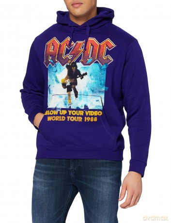 AC/DC: Unisex Pullover Hoodie: Blow Up Your Video (Blue) (Small)
