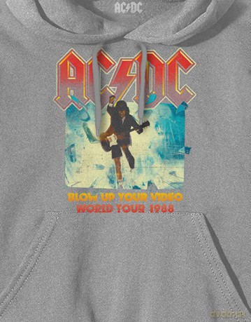 AC/DC: Unisex Pullover Hoodie: Blow Up Your Video (Grey) (XX-Large)
