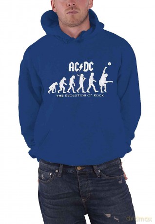 AC/DC: Unisex Pullover Hoodie: Evolution of Rock (Navy Blue) (Medium)