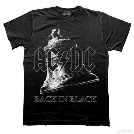 AC/DC: Unisex Stone Wash T-Shirt: Back In Black Bell (Black) (Small)
