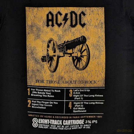 AC/DC: Unisex T-Shirt: 8 Track (Black) (Small)