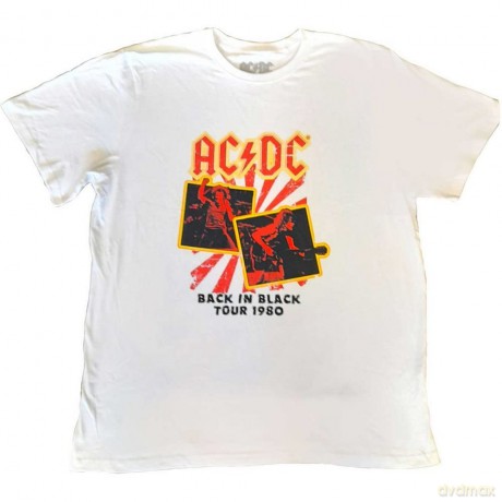 AC/DC: Unisex T-Shirt: Back in Black Tour 1980 (White) (XXXXX-Large)