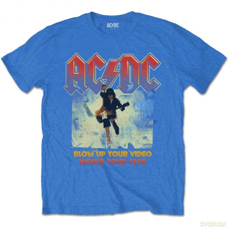 AC/DC: Unisex T-Shirt: Blow Up Your Video (Mid Blue) (Medium)