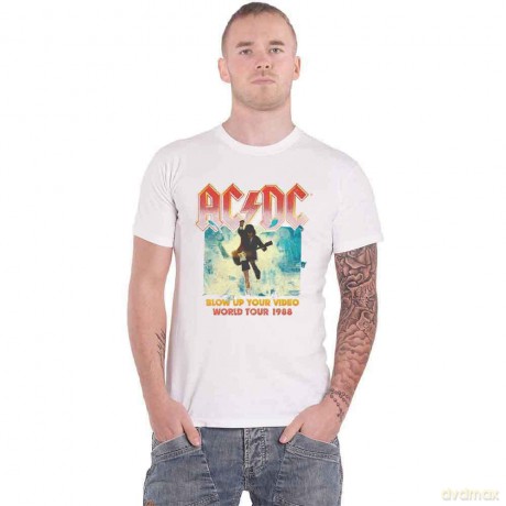 AC/DC: Unisex T-Shirt: Blow Up Your Video (White) (Medium)