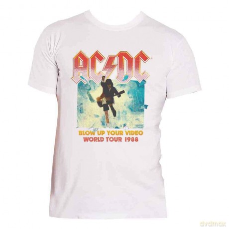 AC/DC: Unisex T-Shirt: Blow Up Your Video (White) (Small)