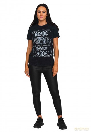 AC/DC: Unisex T-Shirt: Cannon Swig (Dip-Dye On Black) (Wash Collection) (Medium)