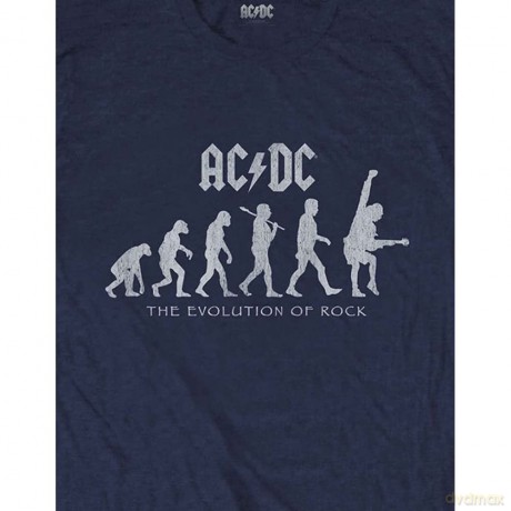 AC/DC: Unisex T-Shirt: Evolution of Rock (Navy Blue) (Medium)