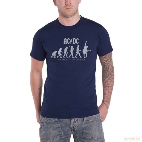 AC/DC: Unisex T-Shirt: Evolution of Rock (Navy Blue) (Small)