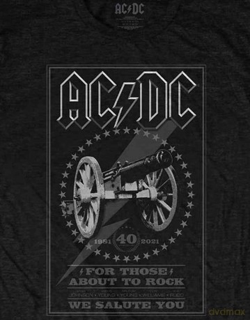 AC/DC: Unisex T-Shirt: FTATR 40th Monochrome (Black) (Back Print) (Medium)