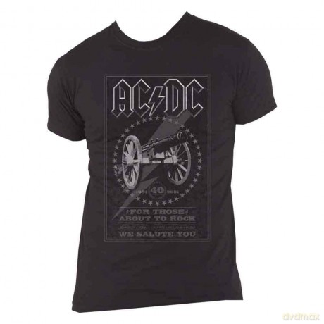 AC/DC: Unisex T-Shirt: FTATR 40th Monochrome (Black) (Back Print) (Medium)
