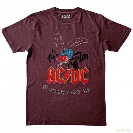 AC/DC: Unisex T-Shirt: Fly On The Wall Tour (Maroon Red) (Medium)