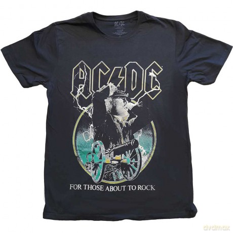 AC/DC: Unisex T-Shirt: For Those About To Rock Yellow Outlines (Black) (Medium)