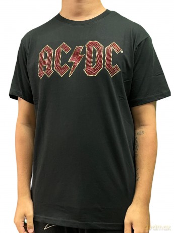 AC/DC: Unisex T-Shirt: Full Colour Logo (Black) (Embellished) (Medium)