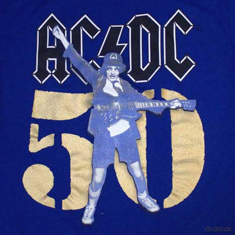 AC/DC: Unisex T-Shirt: Gold Fifty (Blue) (Medium)