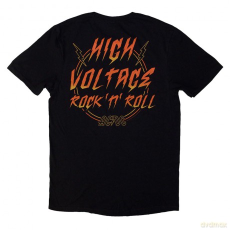 AC/DC: Unisex T-Shirt: High Voltage RnR (Black) (Back Print) (Medium)