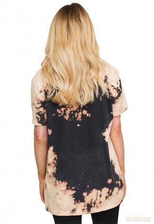 AC/DC: Unisex T-Shirt: Logo (Dip Dye Tan And Black) (Wash Collection) (Small)