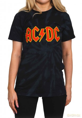 AC/DC: Unisex T-Shirt: Logo (Dip-Dye On Black) (Wash Collection) (X-Large)